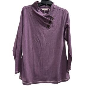 SOFT SURROUNDINGS lavender contrast stitching loose fit blouse NWOT Sz M